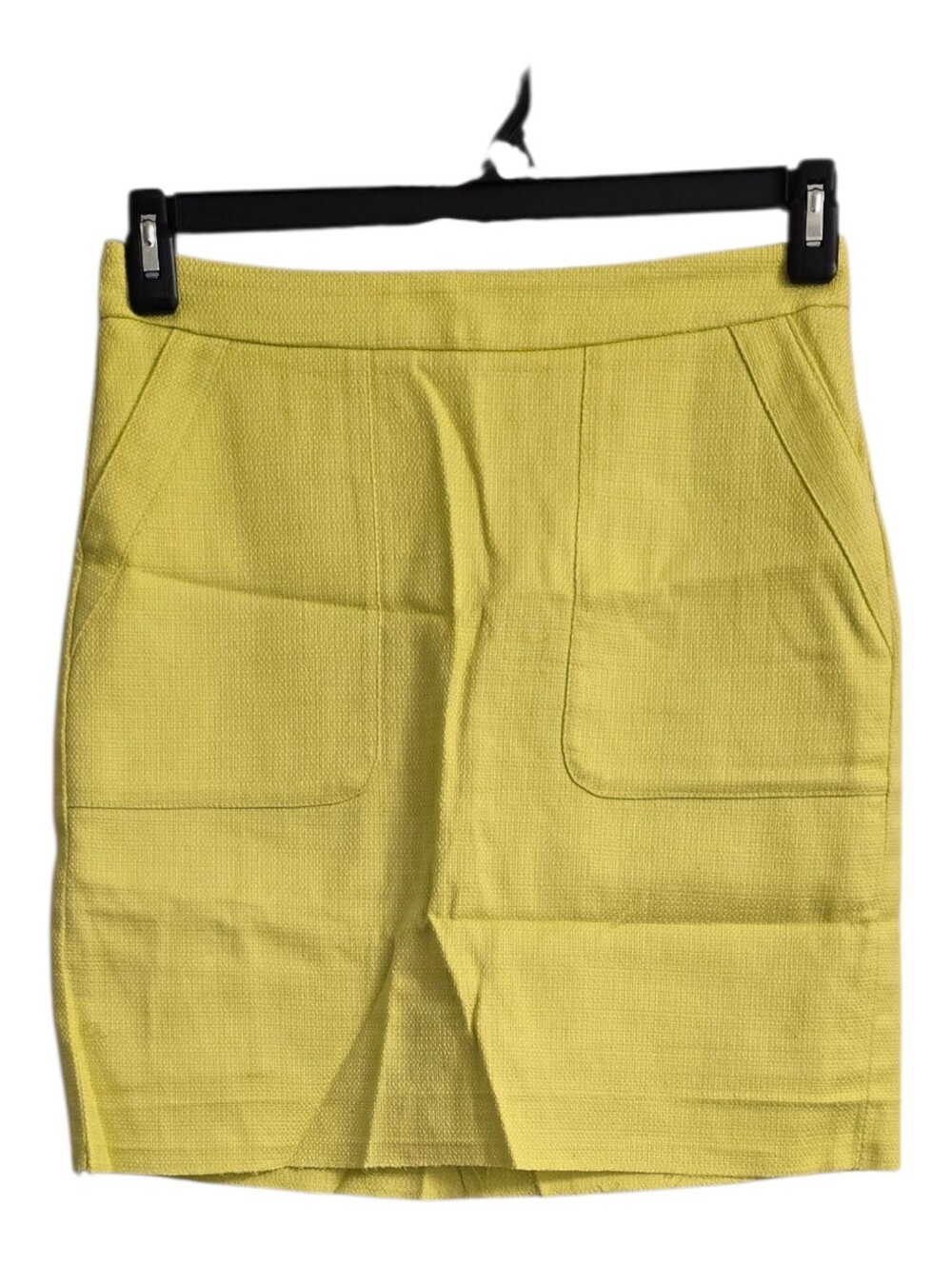 LOFT Futuristic Citron Yellow Back Zip Skirt Coquette Edgy 4